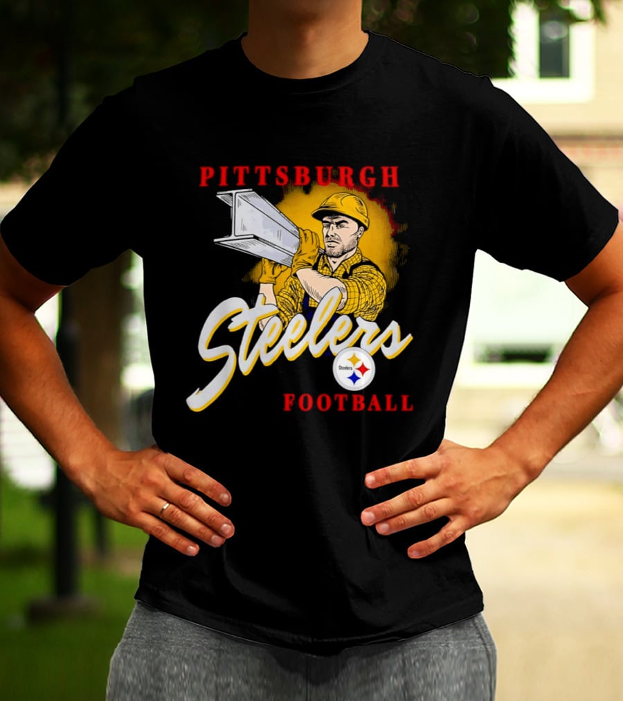 Pittsburgh Steelers Football Worker Steel Beam Icon With Team T-Shirt