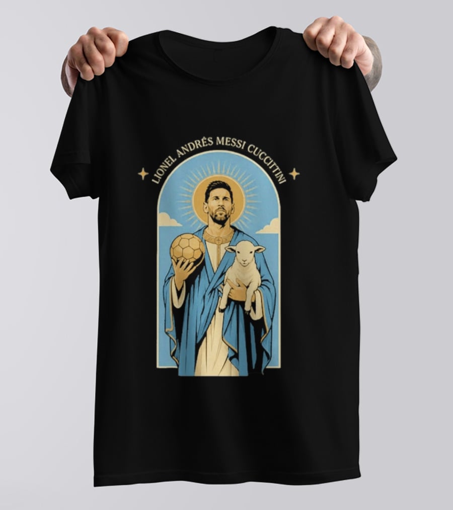 In GOAT We Trust Lionel Andrés Messi Cuccittini Golden Ball Lamb T-Shirt
