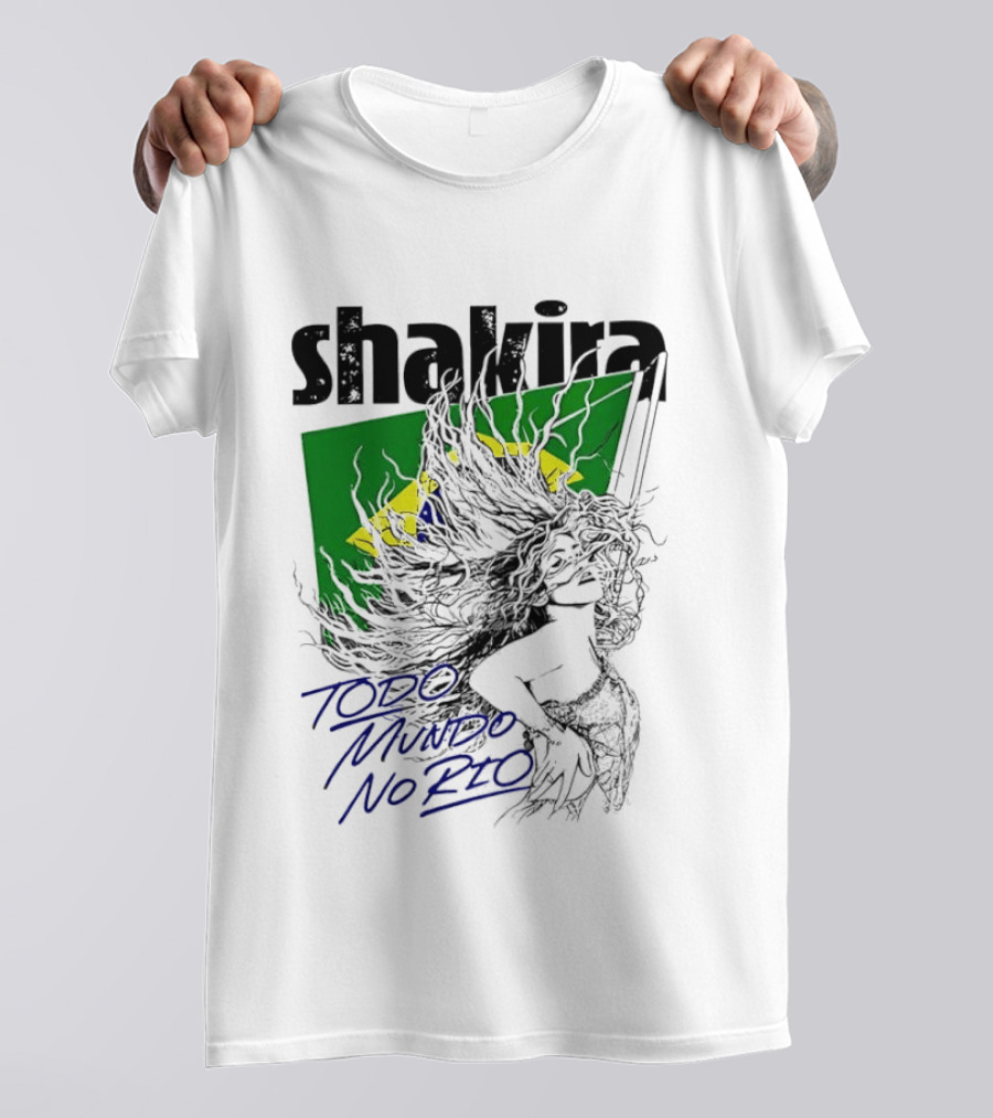 Shakira Todo Mundo No Rio Brazil Flag T-Shirt