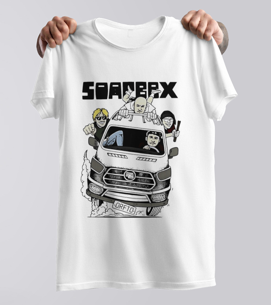 Soapbox Cartoon Van Adventure With Four Characters T-Shirt