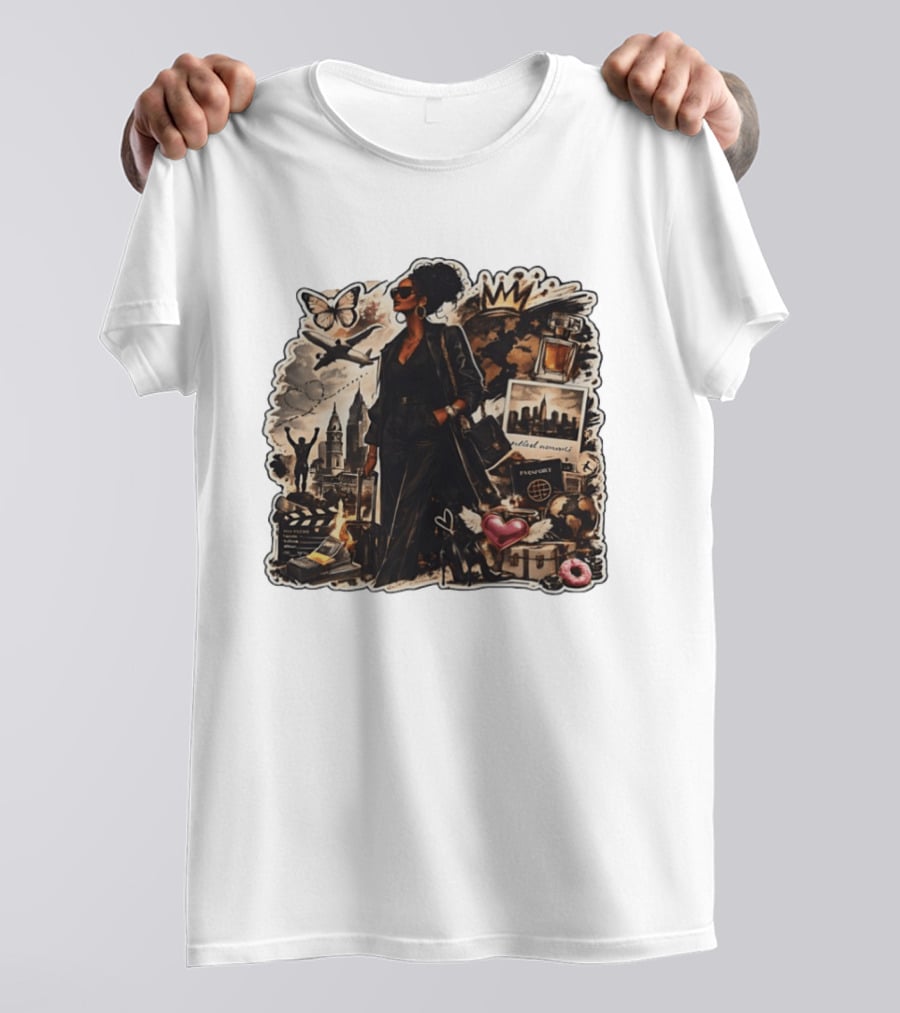Stylish Woman Traveling With Passport Perfect Moments World Adventure T-Shirt