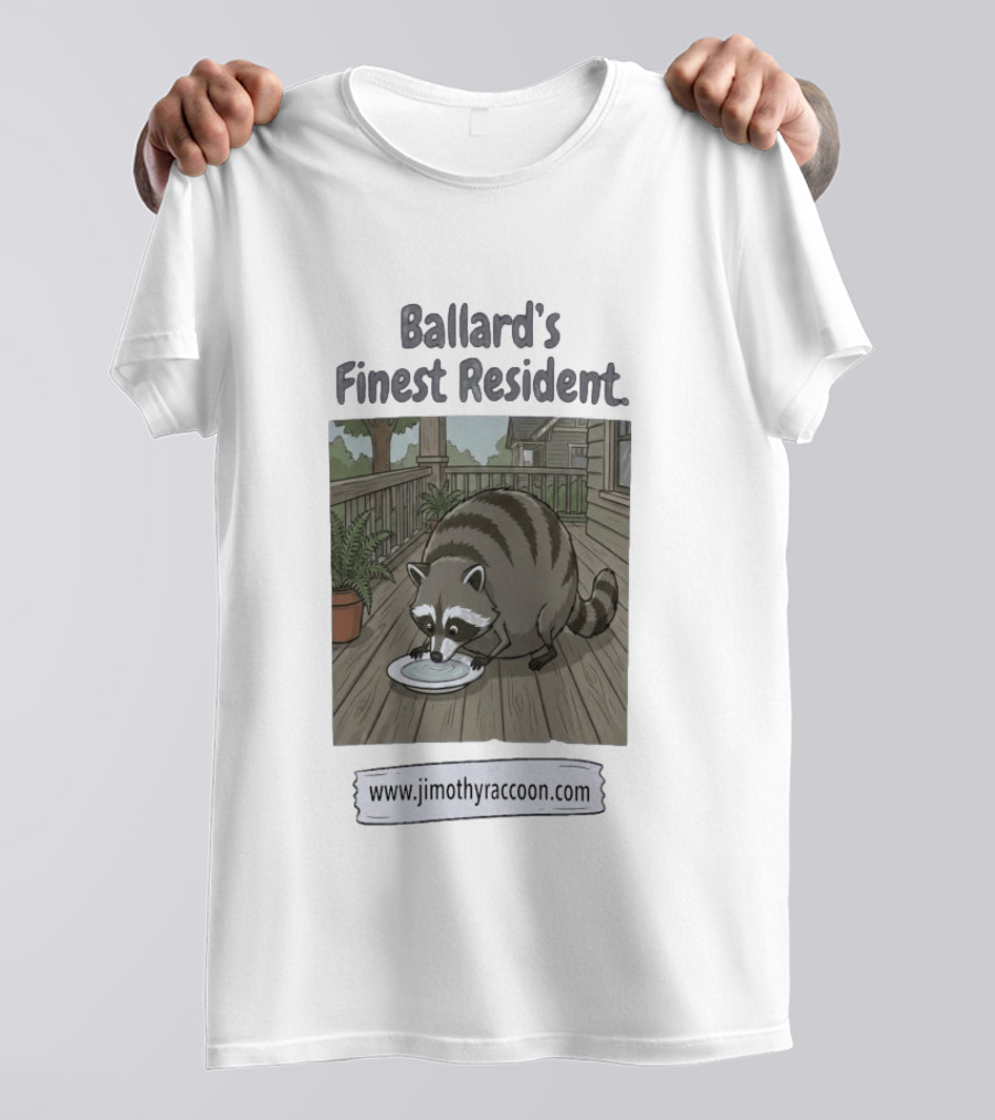 Ballard's Finest Resident Jimothy Raccoon Website Text Visual T-Shirt
