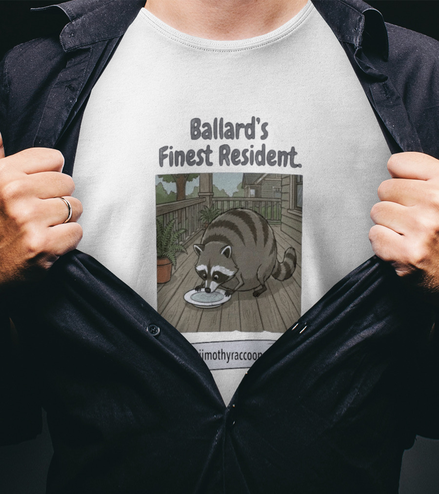 Ballard's Finest Resident Jimothy Raccoon Website Text Visual T-Shirt