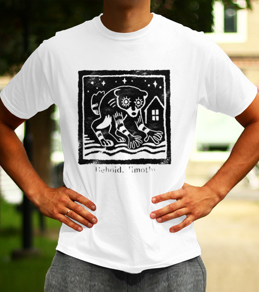 Behold Jimothy Raccoon Under Starry Night Sky T-Shirt