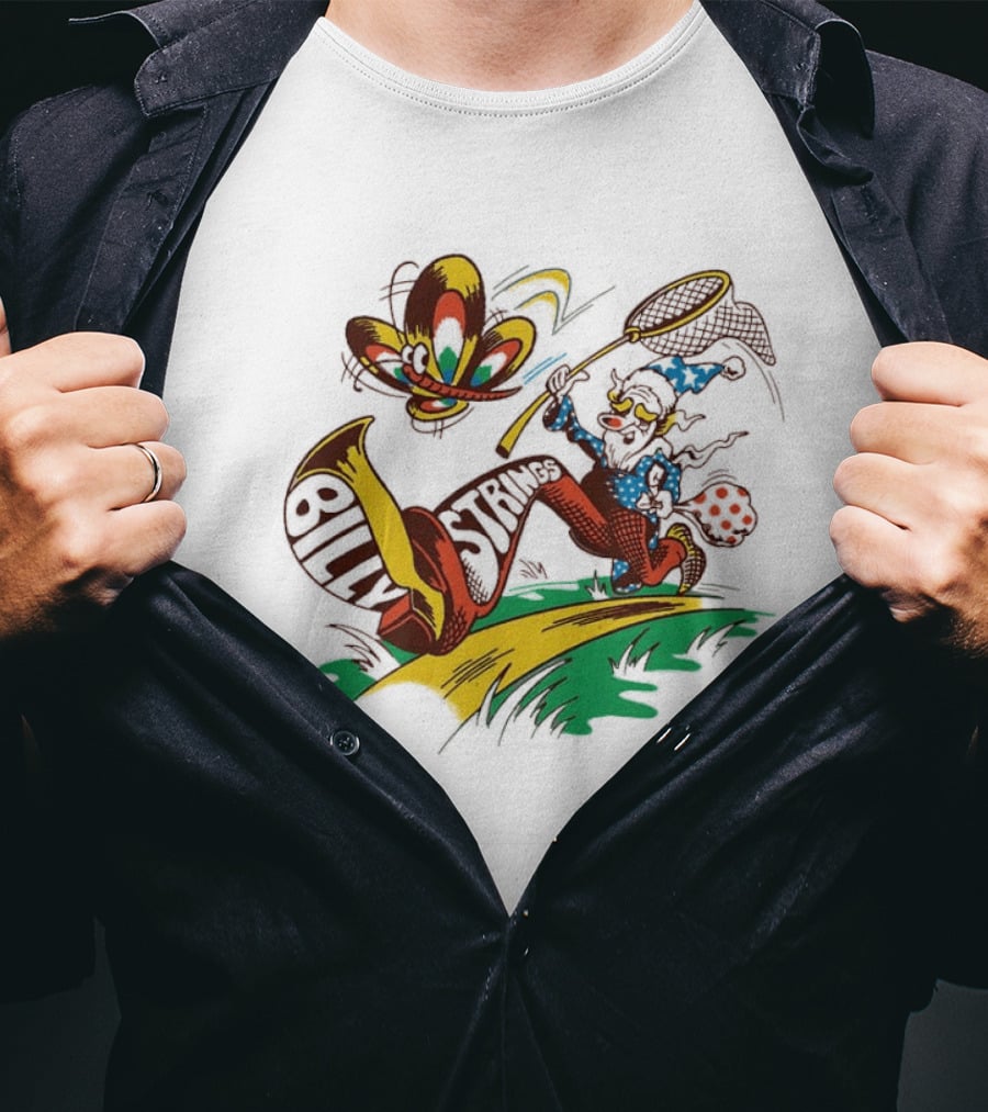 Billy Strings Wizard Catching Butterfly Cartoon Psychedelic T-Shirt