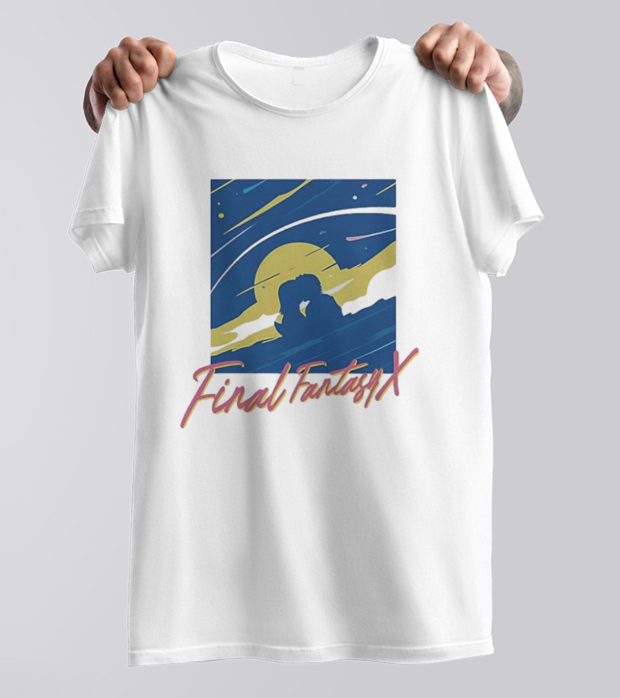 Final Fantasy X Romantic Couple Under Moonlit Sky T-Shirt