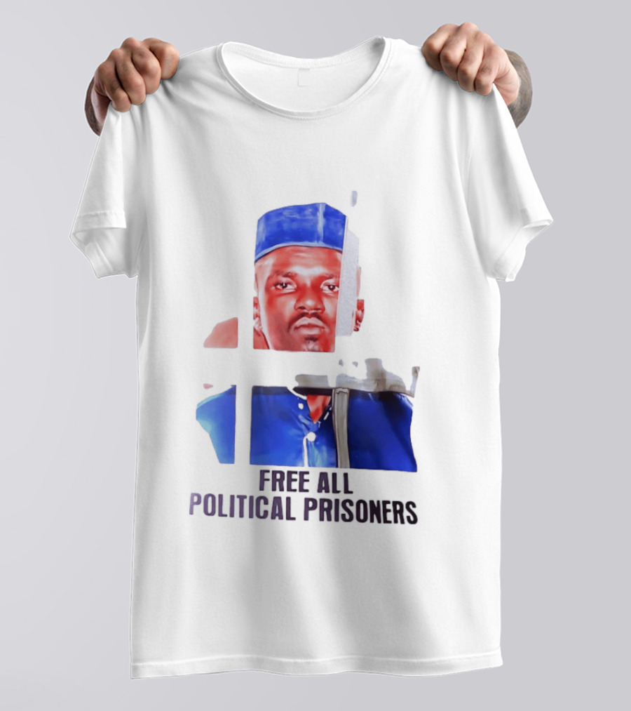 Free All Political Prisoners Protest Activism Painting Blue Beret T-Shirt