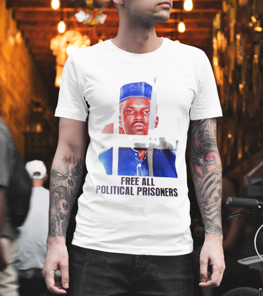 Free All Political Prisoners Protest Activism Painting Blue Beret T-Shirt