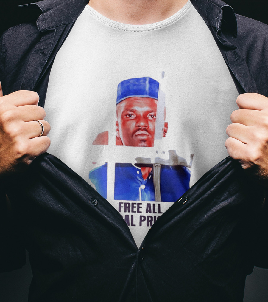 Free All Political Prisoners Protest Activism Painting Blue Beret T-Shirt