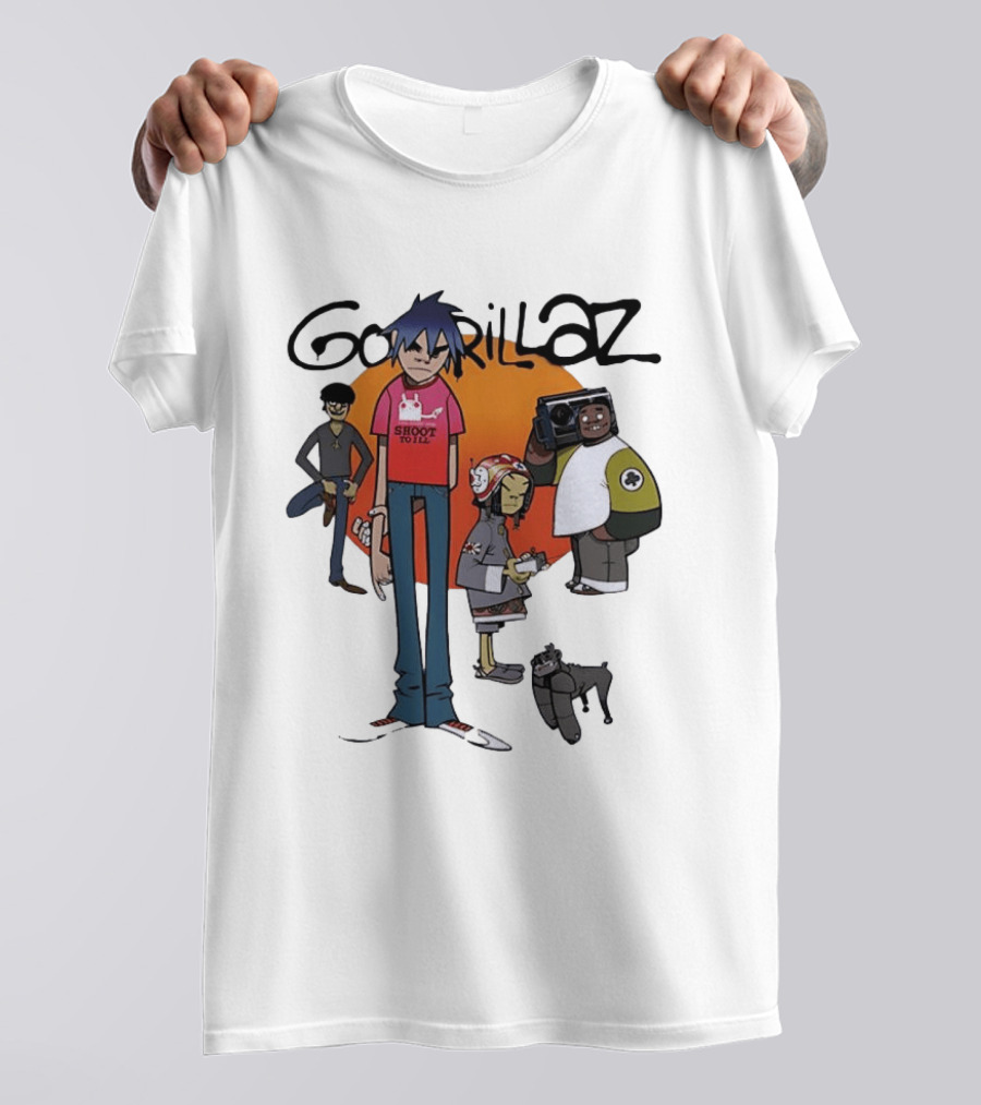Gorillaz Cartoon Characters Shoot To Ill Group T-Shirt