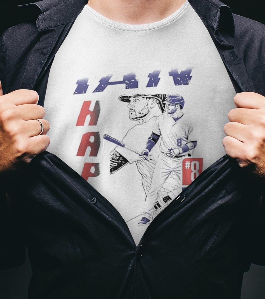 Ian Happ No 8 Chicago Cubs MLB Players Association Sketch T-Shirt