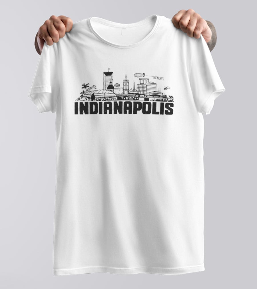 Indianapolis Skyline Cityscape With Indiana T-Shirt