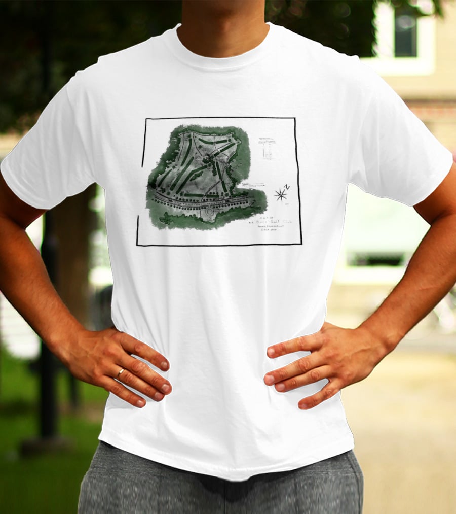 Wee Burn Golf Club Map Darien Connecticut 1904 Historic Course Drawing T-Shirt