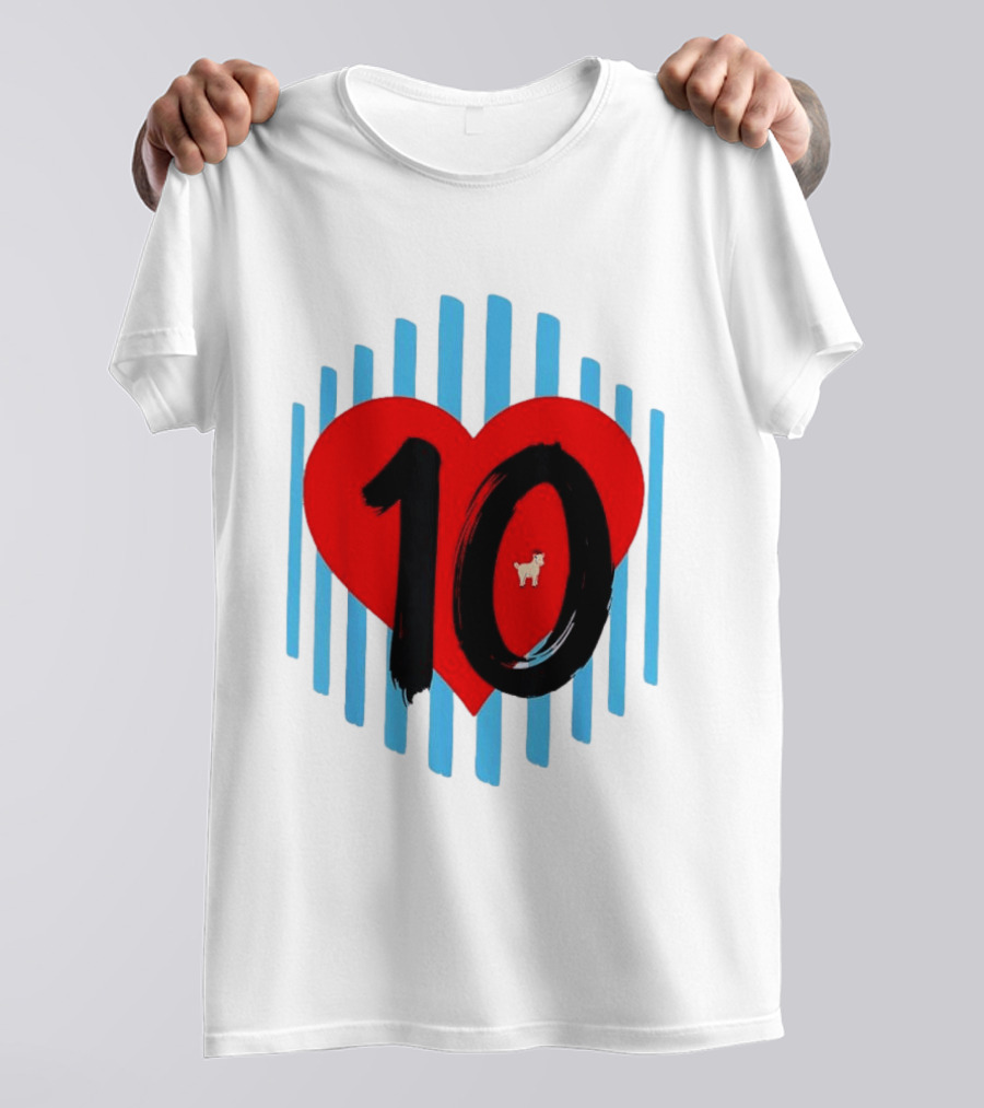 Messi Heart 10 Goat Greatest Of All Time T-Shirt