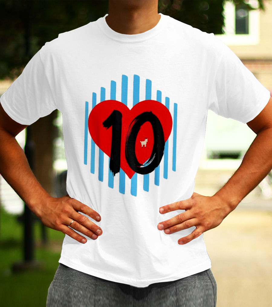 Messi Heart 10 Goat Greatest Of All Time T-Shirt