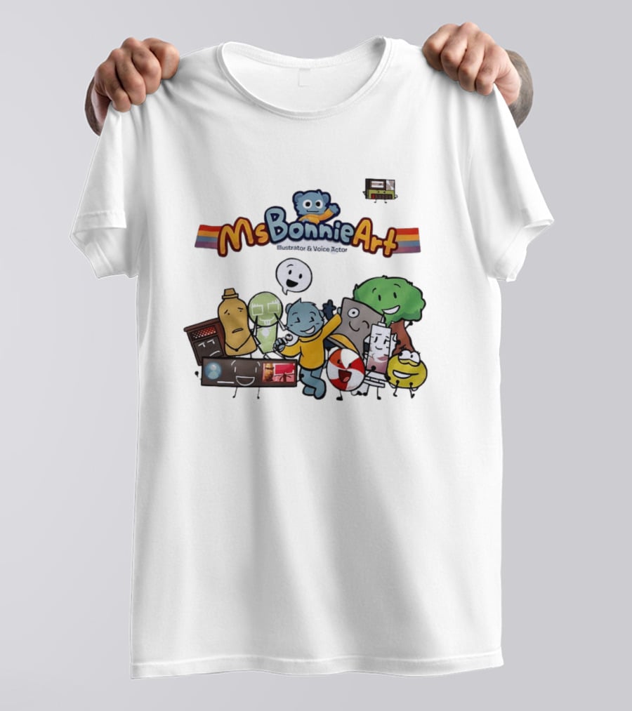 MsBonnieArt Animated Characters And Objects With Bear And Rainbow Accents T-Shirt