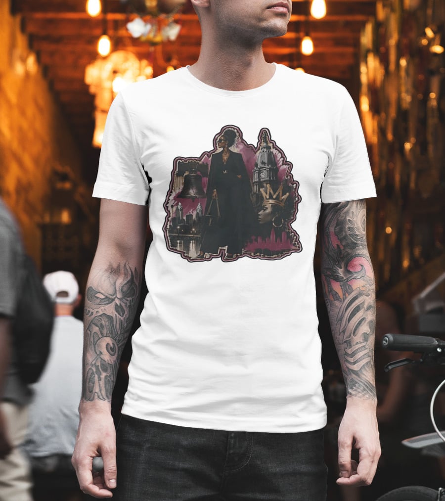 Philadelphia City Chic With Liberty Bell City Hall Skyline Crowned Elegance T-Shirt
