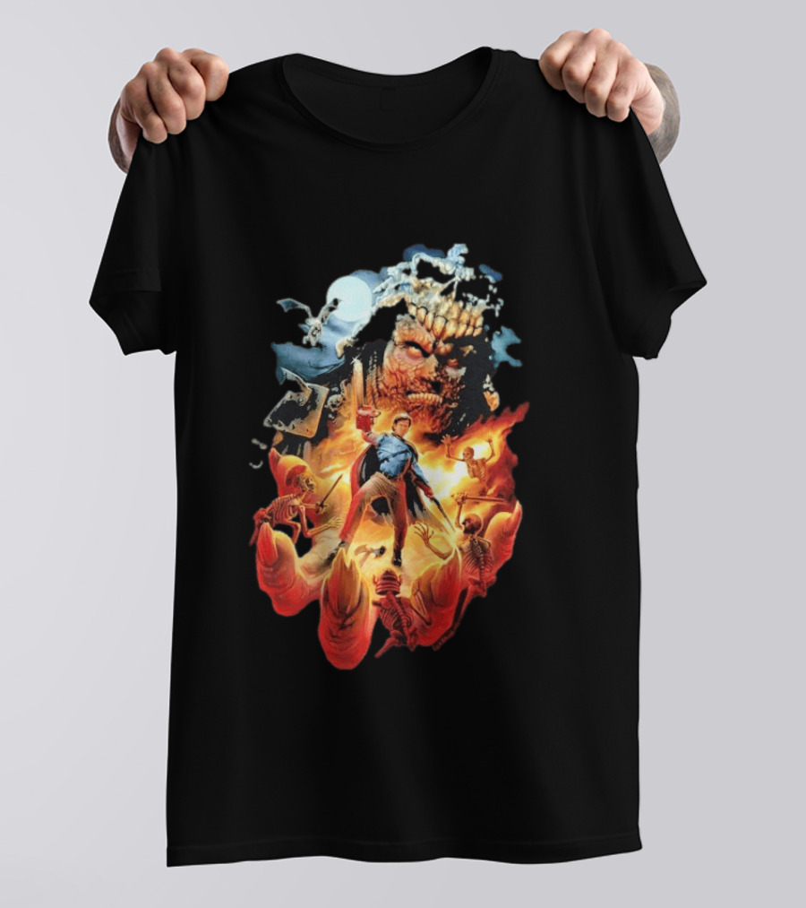 Army Of Darkness Who Wants Some Epic Movie Artwork Battle Scene T-Shirt