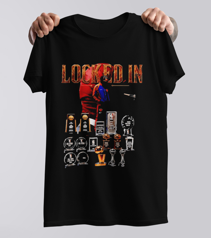 LOCKED IN Jalen Brunson NBA Rookie Of The Year Trophies Awards T-Shirt