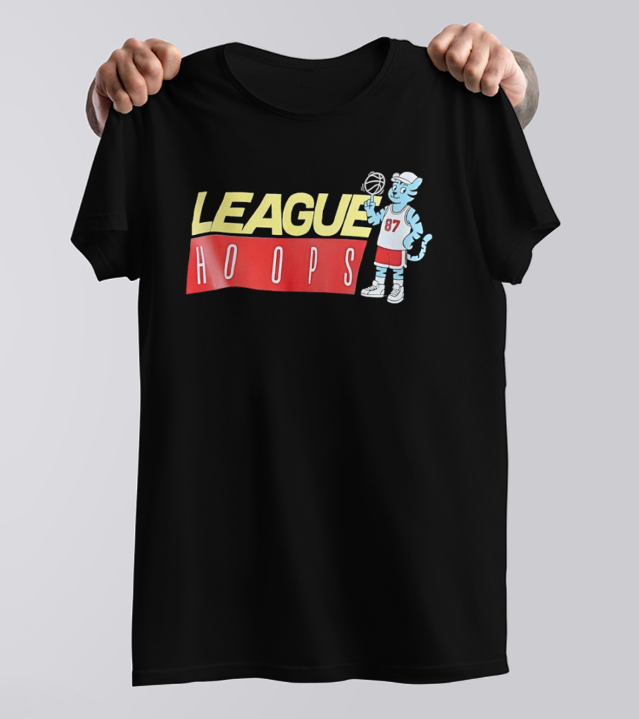 League Hoops Tiger 87 Basketball Cartoon T-Shirt
