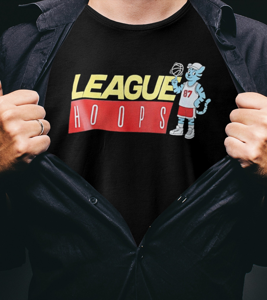 League Hoops Tiger 87 Basketball Cartoon T-Shirt