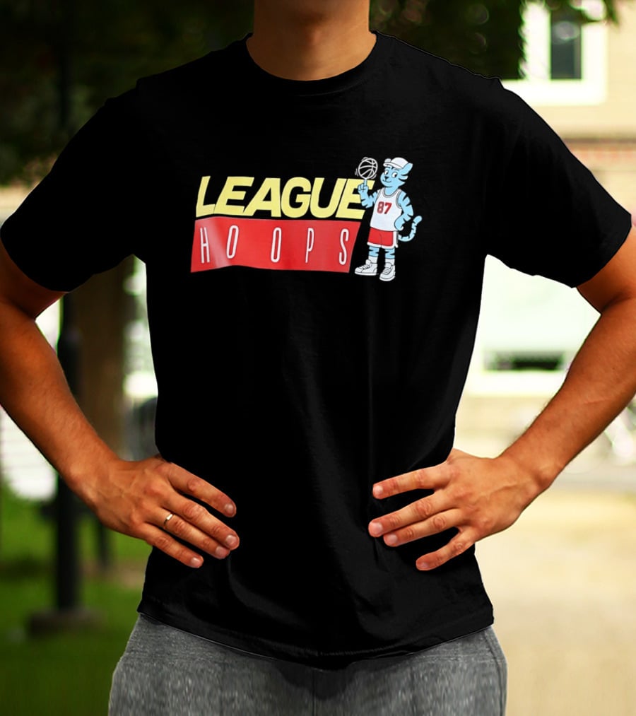 League Hoops Tiger 87 Basketball Cartoon T-Shirt