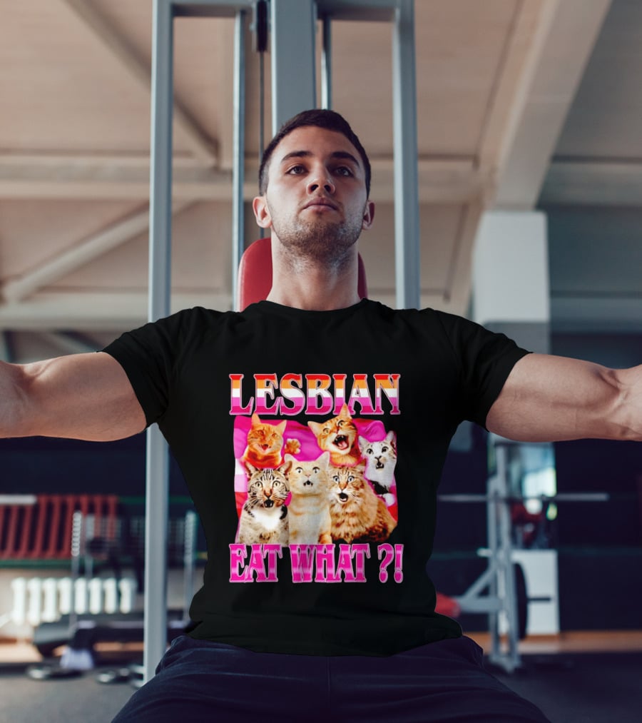 Lesbian Eat What Cats Meme Pride Flag Cats T-Shirt