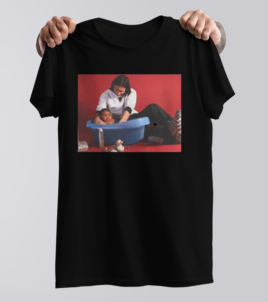 Messi Bathing Baby Lamine Yamal In Blue Tub T-Shirt