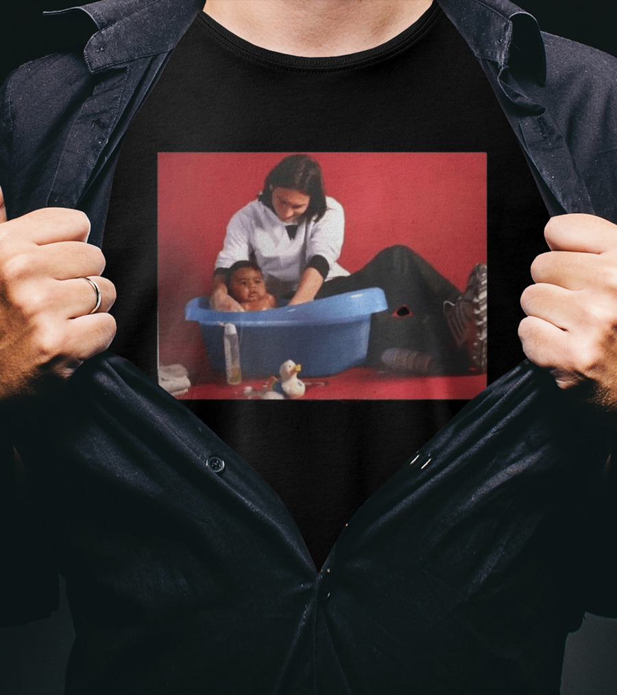Messi Bathing Baby Lamine Yamal In Blue Tub T-Shirt
