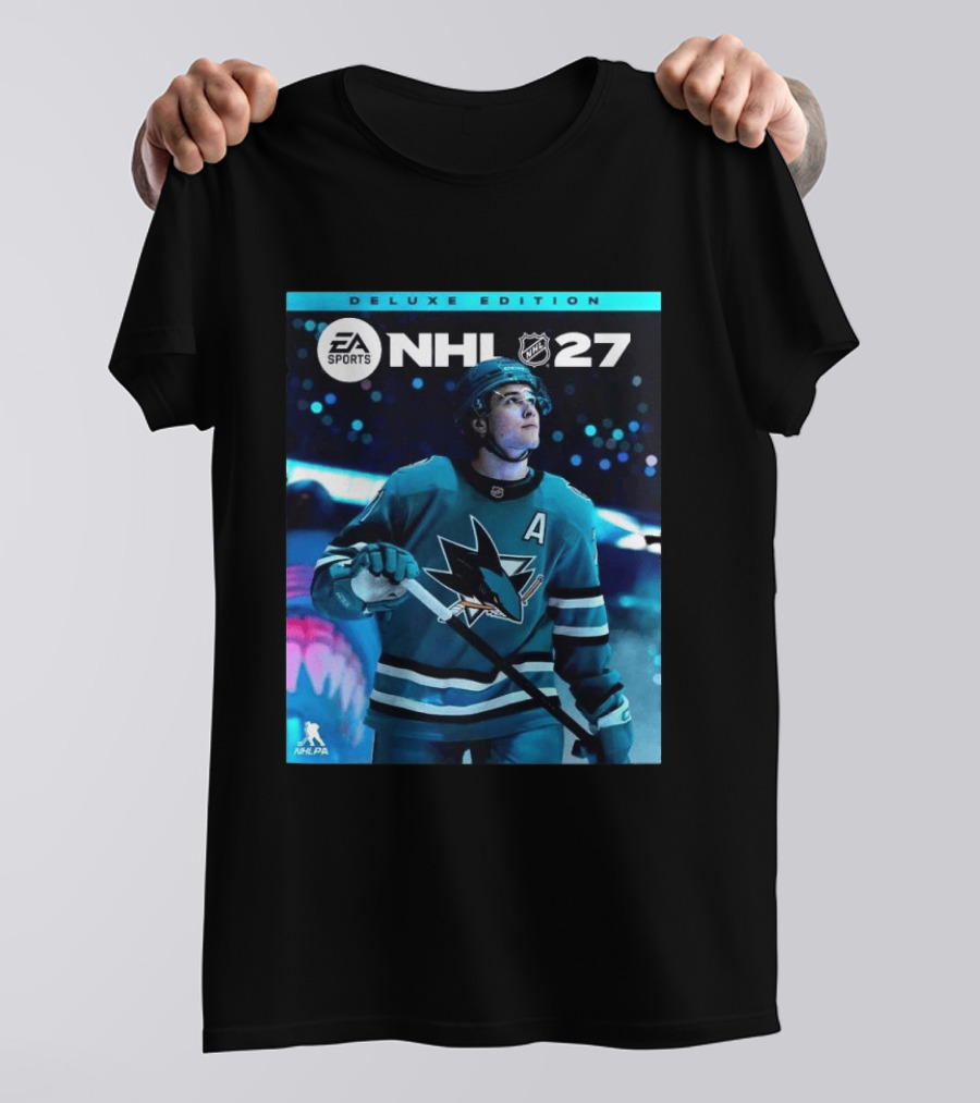 EA Sports NHL 27 Deluxe Edition Macklin Celebrini San Jose Sharks Cover Athlete T-Shirt