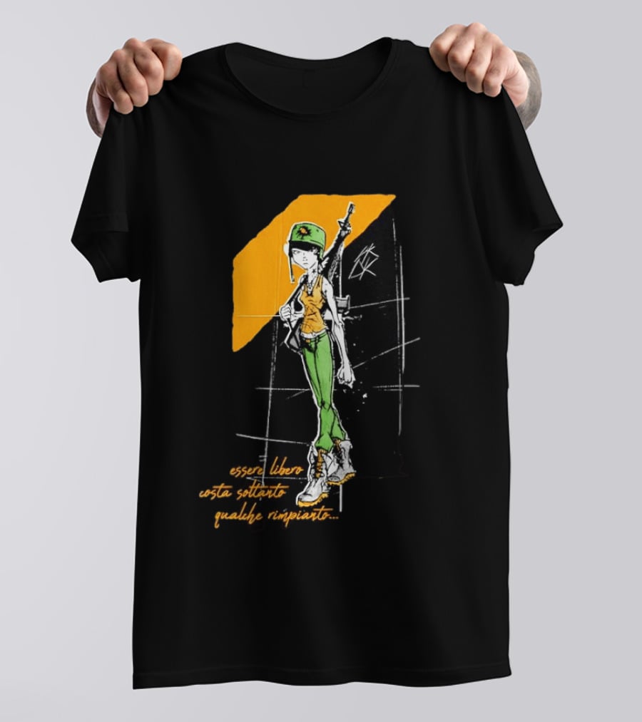 Essere Libero Costa Soltanto Qualche Rimpianto Army Girl With Rifle And Green Hat T-Shirt