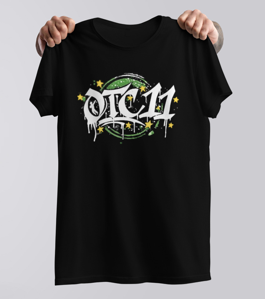 OTC11 Graffiti Urban Drip Stars Green And Yellow T-Shirt