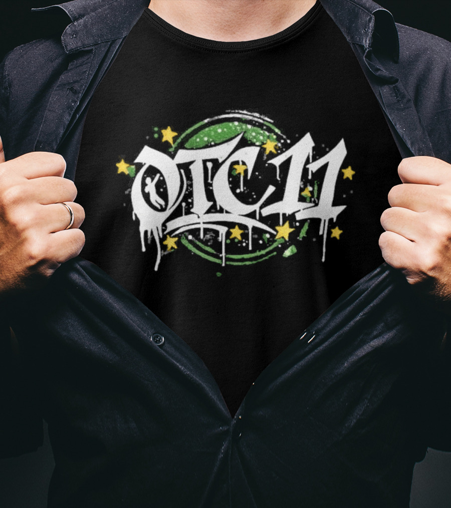 OTC11 Graffiti Urban Drip Stars Green And Yellow T-Shirt
