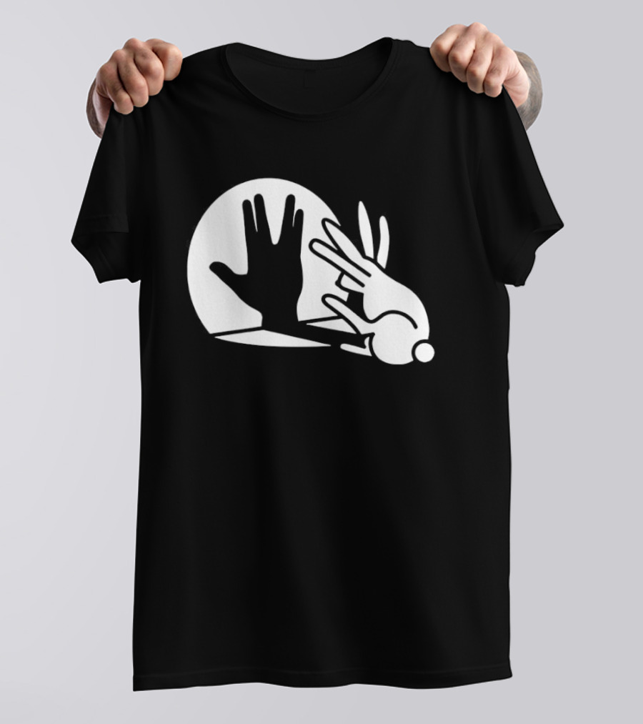 Hand Shadow Bunny Puppet Shadows Playful Gesture T-Shirt