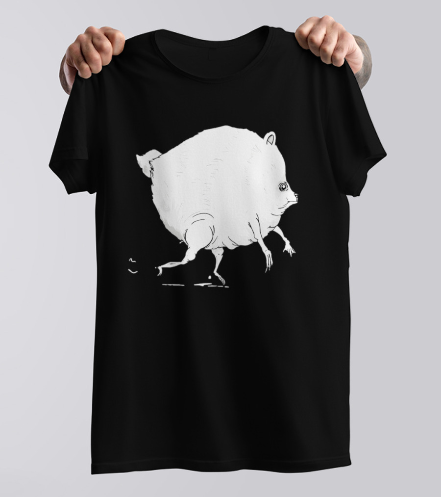 Running Round Hamster Creature Absurd White Quadruped Honesty T-Shirt
