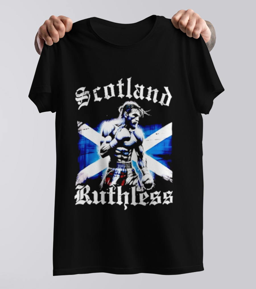 Scotland Ruthless Fighter With Scottish Cross Flag T-Shirt