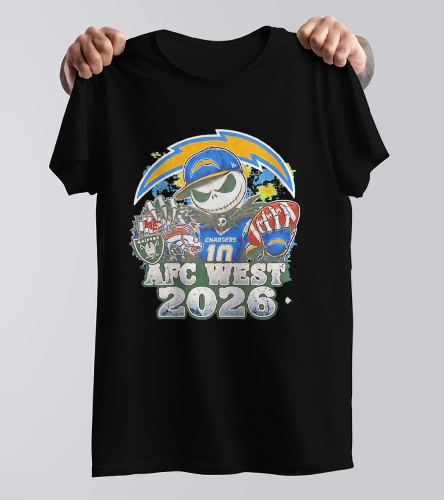 Los Angeles Chargers Jack Skellington Raiders Broncos AFC West 2026 T-Shirt