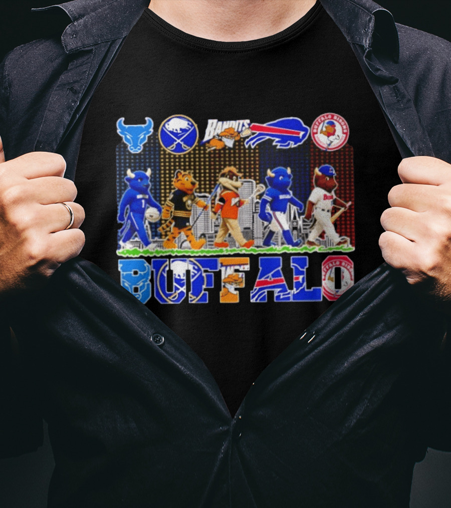 Buffalo Sports Mascots Abbey Road Skyline 2026 T-Shirt