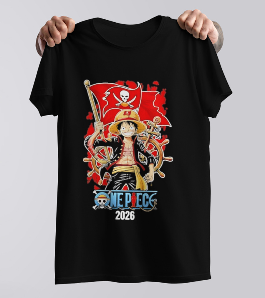 Tampa Bay Buccaneers One Piece Luffy 2026 Pirate Flag Adventure T-Shirt