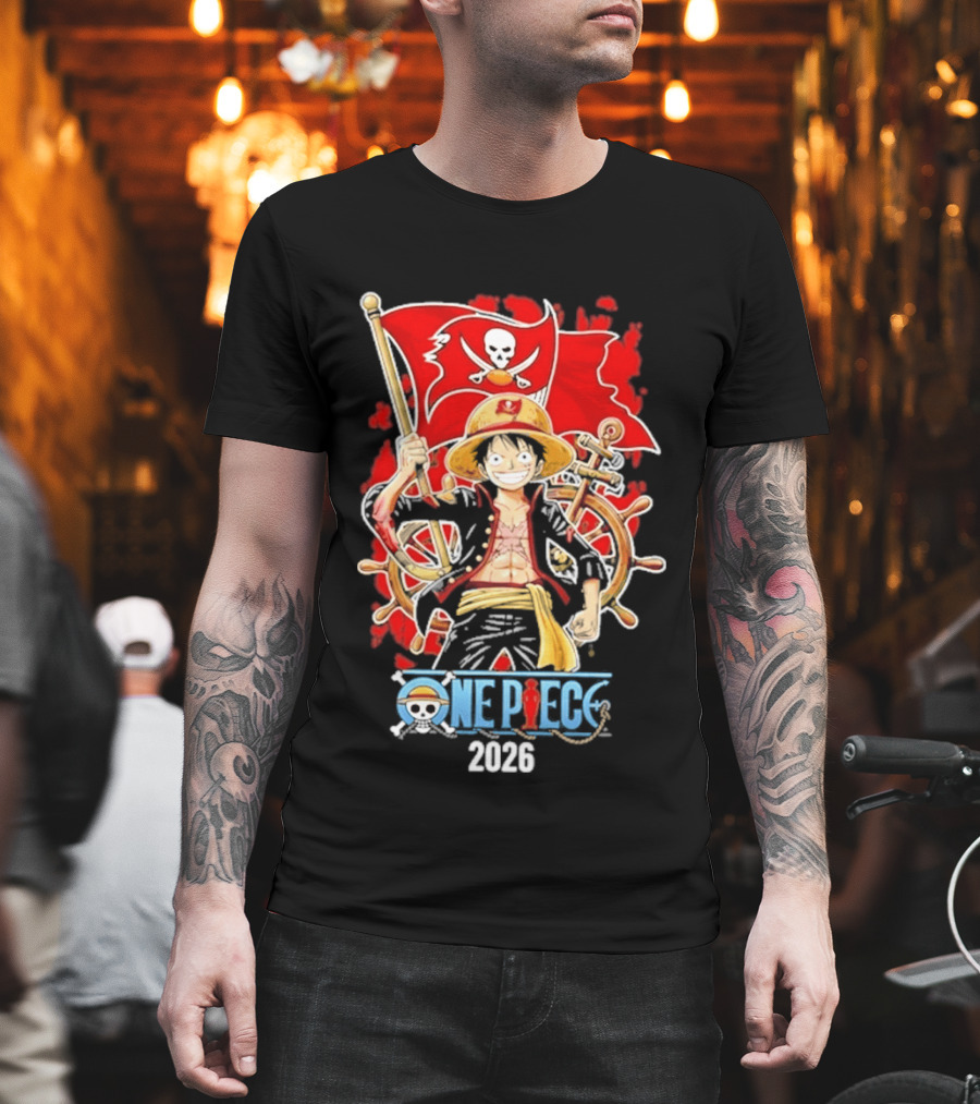 Tampa Bay Buccaneers One Piece Luffy 2026 Pirate Flag Adventure T-Shirt