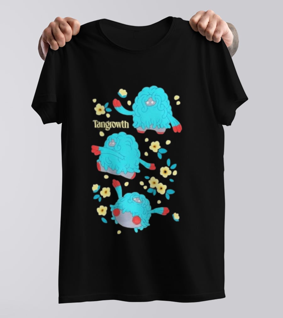Tangrowth Pokémon Floral Grass Type Yellow Flowers And Blue Vines T-Shirt