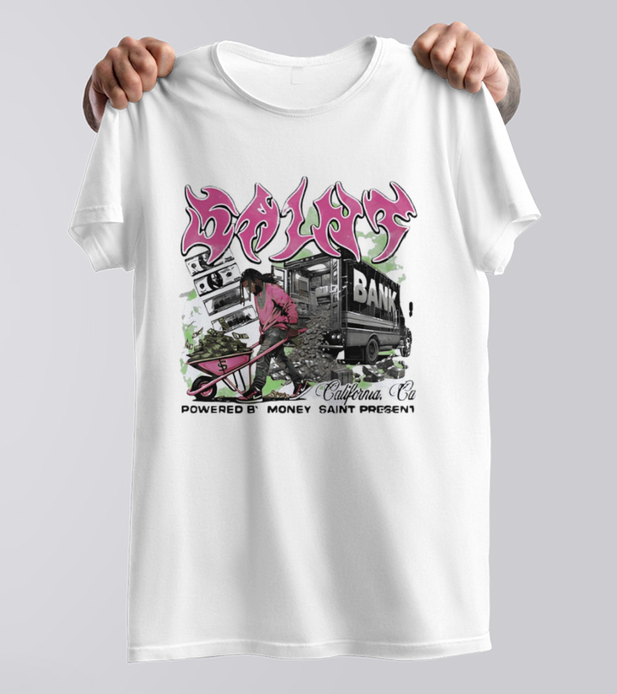 Saint Bank California Co Powered By Money Saint Present T-Shirt