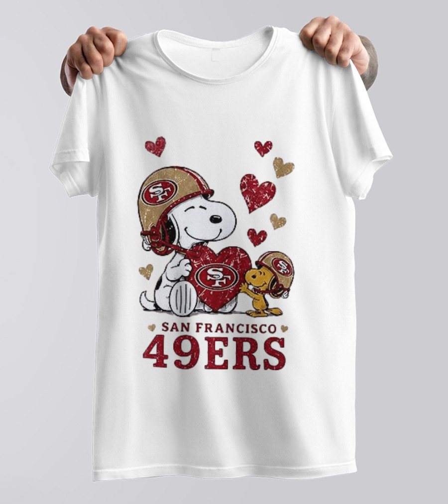 San Francisco 49ers Peanuts Snoopy Love Hearts T-Shirt