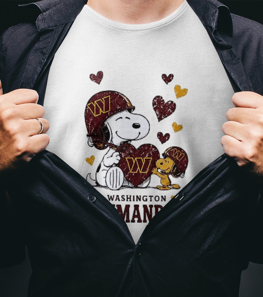Washington Commanders Peanuts Snoopy Woodstock Love Laughter Hearts T-Shirt