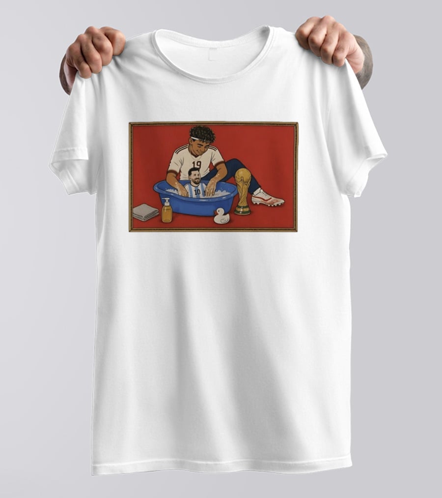 Yamal 19 Bathing Messi In Bathtub With World Cup Trophy T-Shirt
