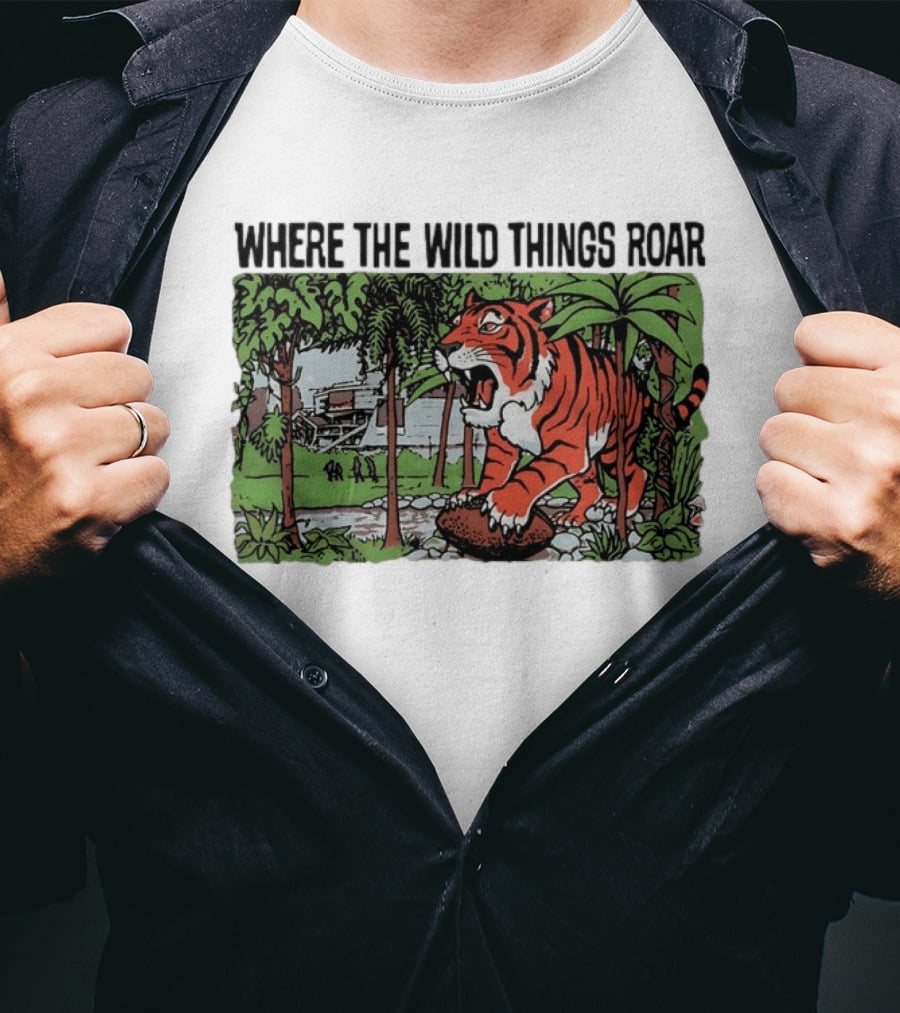 Cincinnati Bengals Where The Wild Things Roar Tiger Jungle Scene T-Shirt