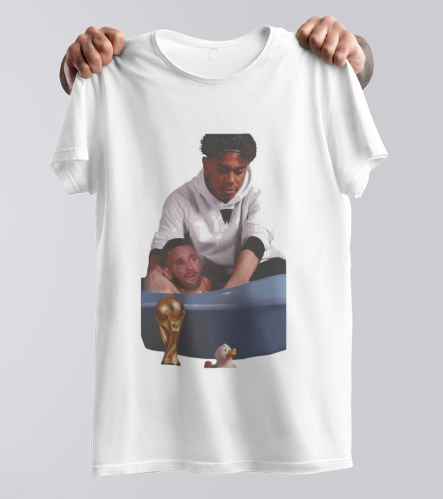 Messi Crying Bath Tub Trophy Football T-Shirt