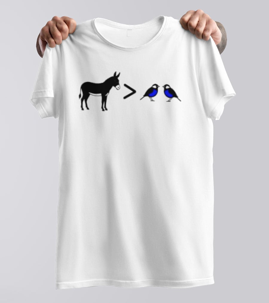 Donkey Greater Than Two Birds Math Fun Equation T-Shirt