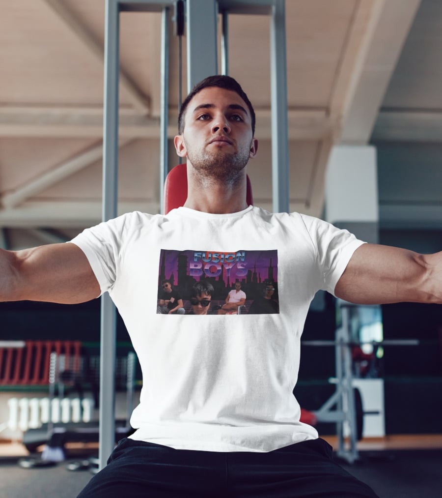 Fusion Boys Aesthetic Group Vaporwave Skyline T-Shirt