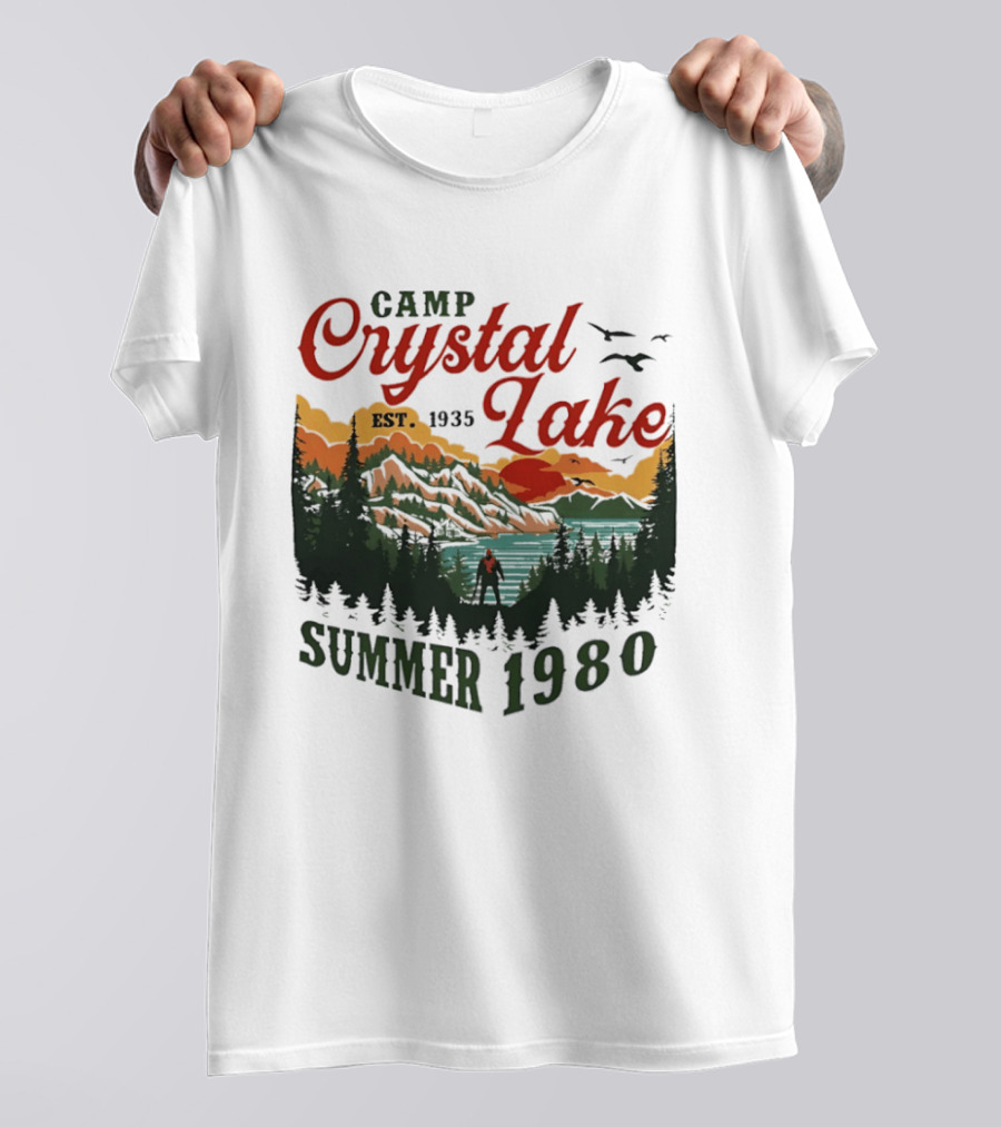 Camp Crystal Lake EST 1935 Summer 1980 Scenic Reflection T-Shirt